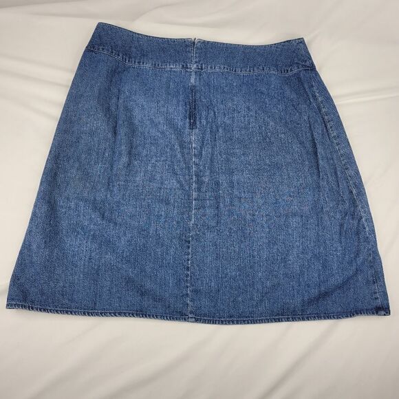 12P VINTAGE Boho CASUAL CORNER FLORAL APPLIQUE FLOWER DENIM JEAN SKIRT 12 PETITE - Picture 13 of 13